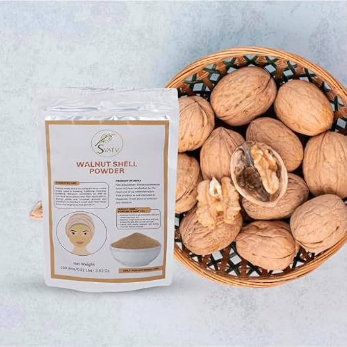 SVATV WALNUT SHELL POWDER (JUGLANS REGIA L.) FOR FACIAL SCRUB FORMULATION, LIGHTENING SKIN CARE, DARK SPOTS, DEEP CLEANSING NATURAL SKIN EXFOLIATOR FOR SKIN - 100 GRAMS - Image 3